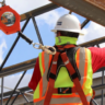 construction worker using a lanyard