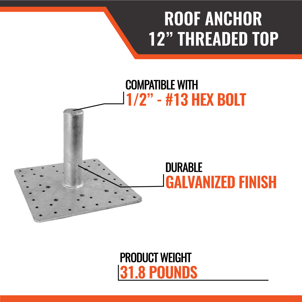 ROOF ANCHOR 12" THREADED TOP - Image 3