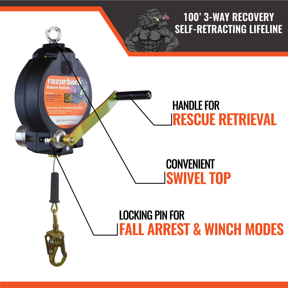 100’ RAZORBACK 3-WAY RECOVERY SRL W/SNAP HOOK, CLASS SRL-R - Image 8