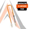 6’ SINGLE LEG EXTERNAL SHOCK ABSORBING LANYARD WITH 2 STEEL SNAP HOOKS (15 Pack)