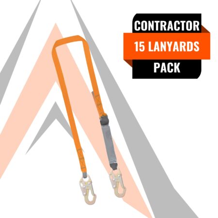 6’ SINGLE LEG EXTERNAL SHOCK ABSORBING LANYARD WITH 2 STEEL SNAP HOOKS (15 Pack)