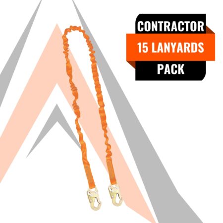 6’ SINGLE LEG INTERNAL SHOCK ABSORBING LANYARD WITH 2 STEEL SNAP HOOKS (15 Pack)