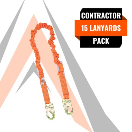4.5' - 6’ SINGLE LEG STRETCH INTERNAL SHOCK ABSORBING LANYARD WITH 2 STEEL SNAP HOOKS (15 Pack)