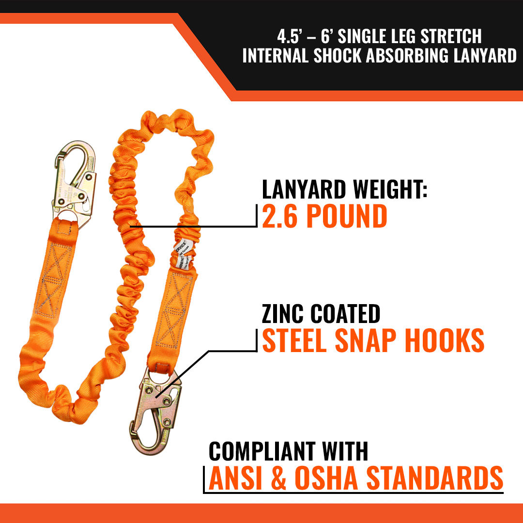 Malta Dynamics Universal-Sized Warthog Pass-Thru Safety Harness Kit <span class="title-excerpt">Full Body Fall Protection with 4.5-6’ Shock Absorbing Stretch Lanyard, OSHA/ANSI Compliant</span> - Image 4