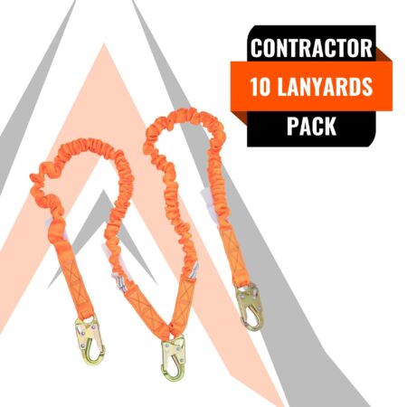 4.5' - 6’ DOUBLE LEG STRETCH INTERNAL SHOCK ABSORBING LANYARD WITH 3 STEEL SNAP HOOKS (10 Pack)