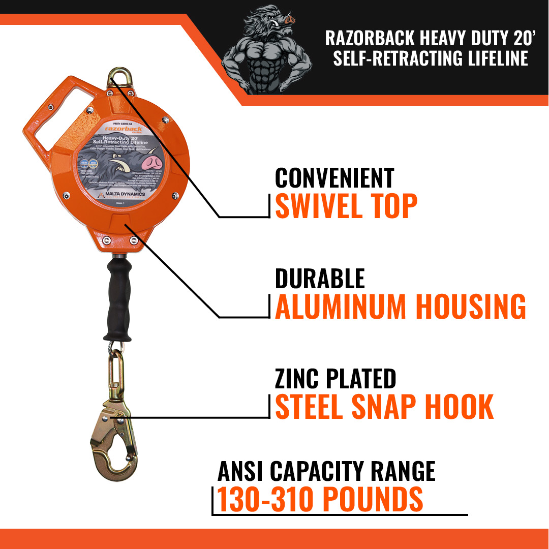 RAZORBACK HEAVY-DUTY 20' SELF-RETRACTING LIFELINE - Image 4