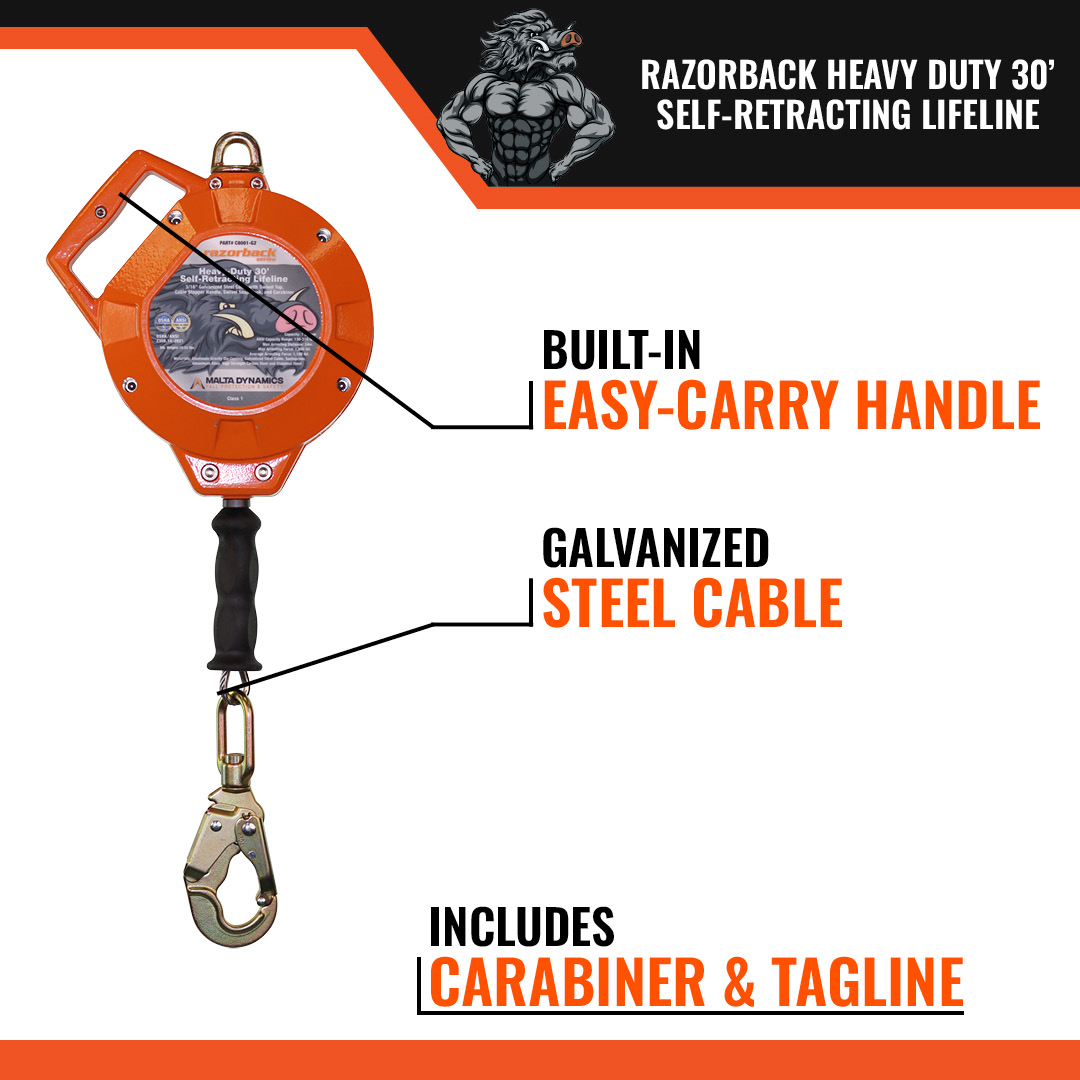 30’ RAZORBACK HEAVY-DUTY SRL W/SNAP HOOK, CLASS 1 - Image 6