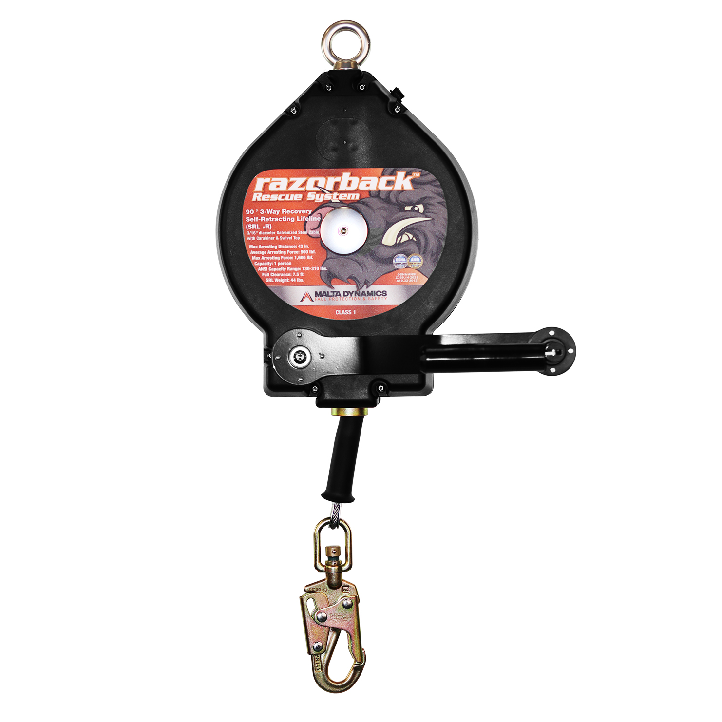 100’ RAZORBACK 3-WAY RECOVERY SRL W/SNAP HOOK, CLASS SRL-R - Image 2