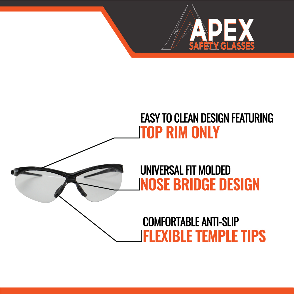 APEX Clear Safety Glasses (180 Pairs) - Image 3