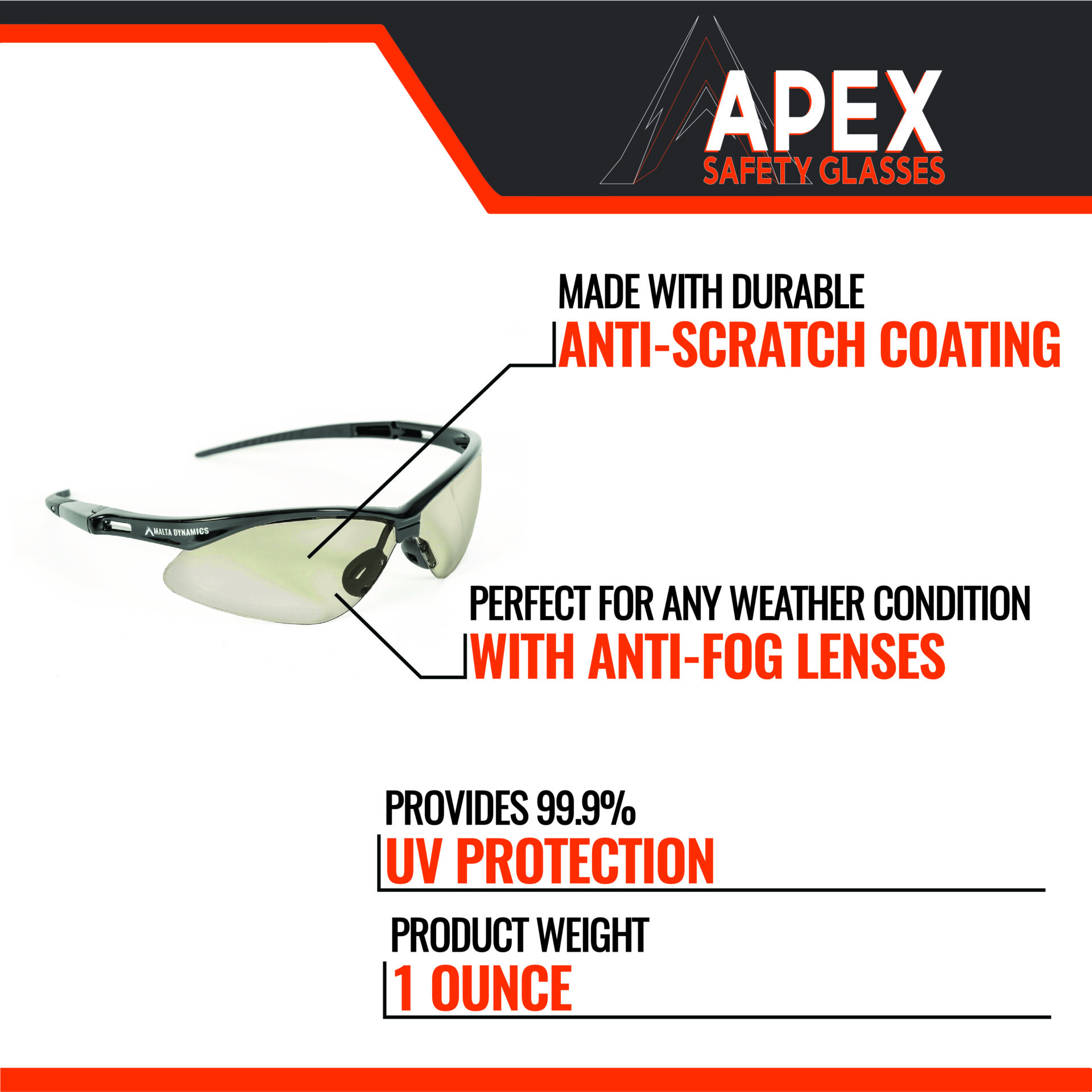 APEX Indoor/Outdoor Safety Glasses - Image 3