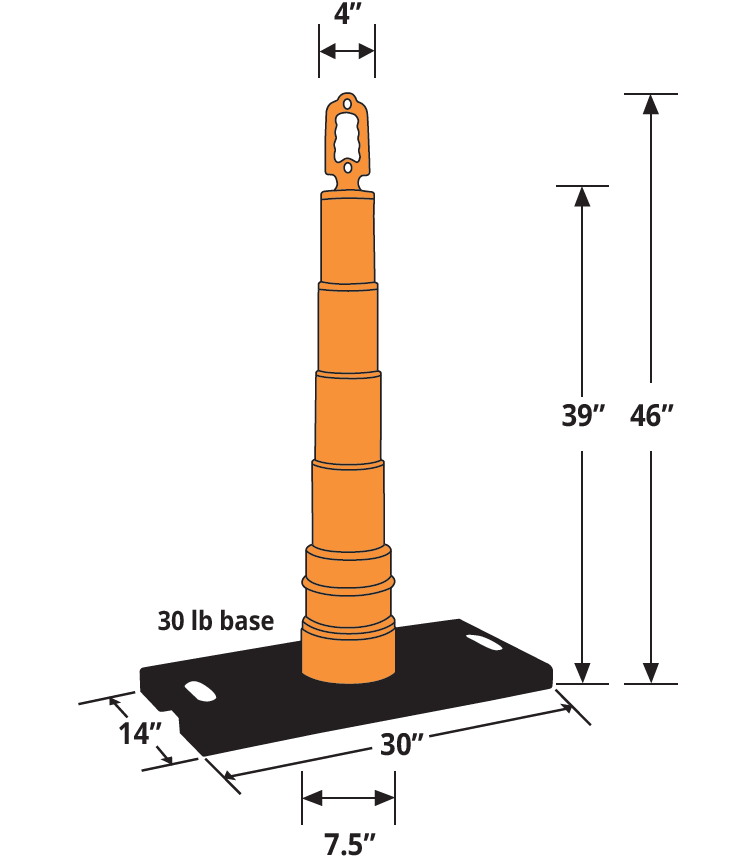 39" Perimeter Defense Cones with 30lbs Roof Edge Base - Image 2