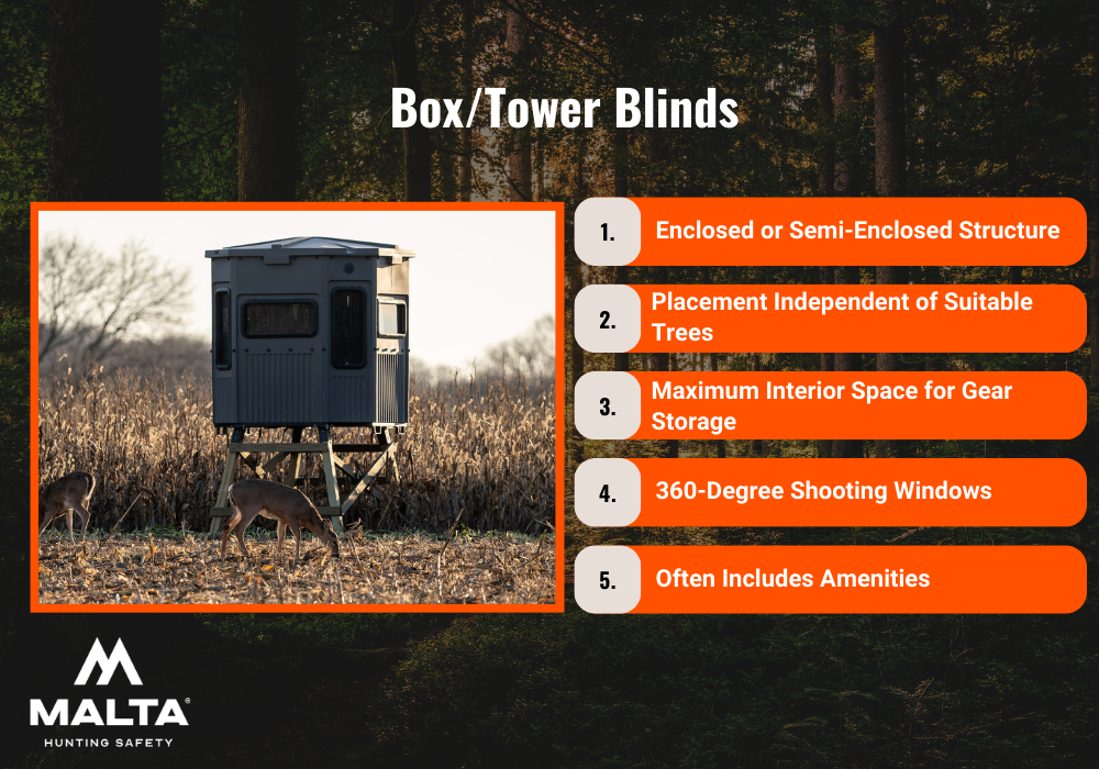 The characteristics of a Box/Tower Blind